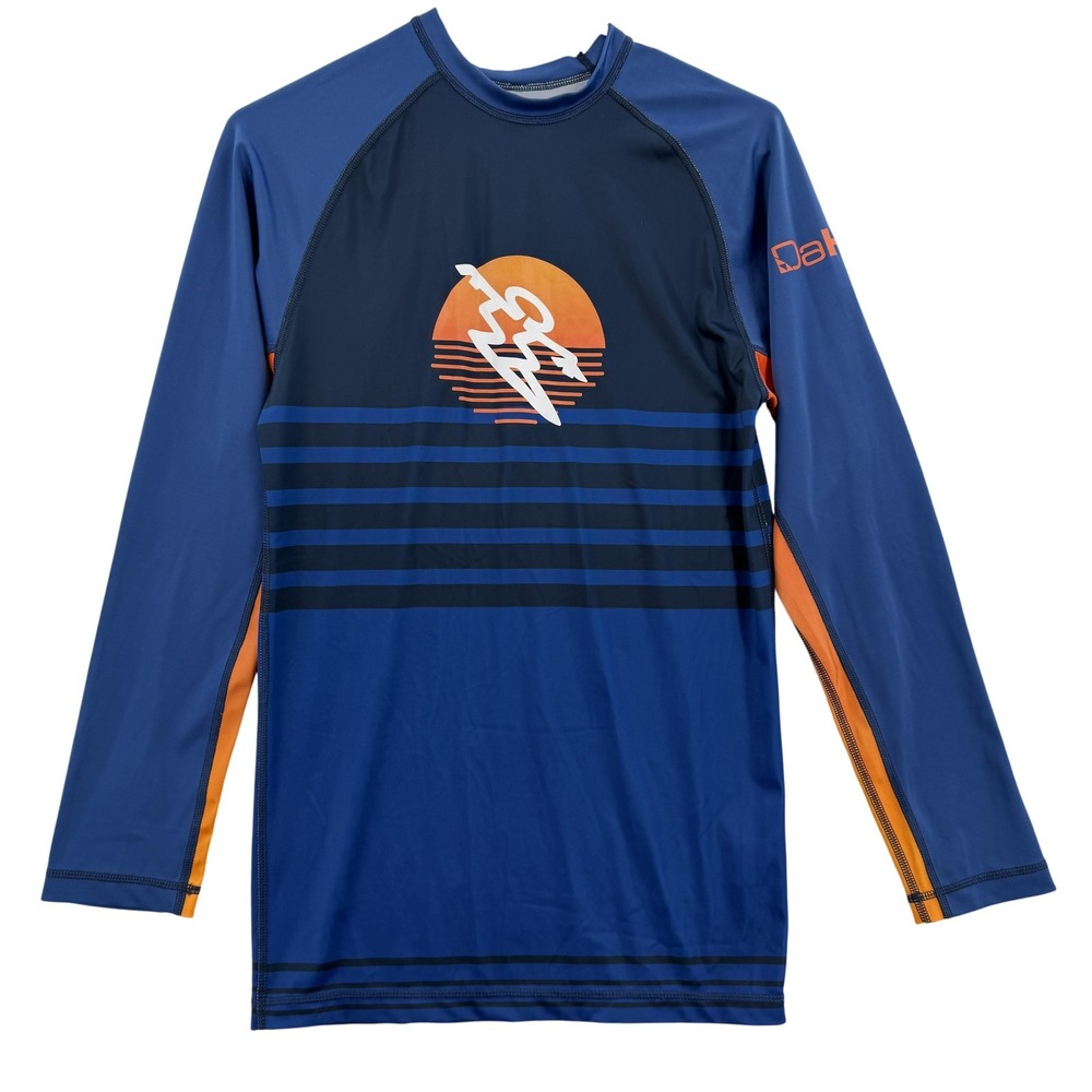 DaHui Rash Guard Shirt‎ Mens Medium Blue Orange Long Sleeve Surf Hawaii